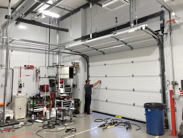 Los Angeles Garage Door Repair certified technician performing commercial door repair at a Los Angeles business facility