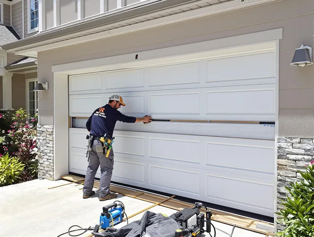 Los Angeles Garage Door Repair team performing complete garage door replacement at Los Angeles residence
