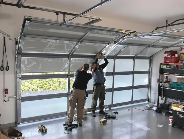 Los Angeles Garage Door Repair expert performing precise panel replacement on Los Angeles garage door